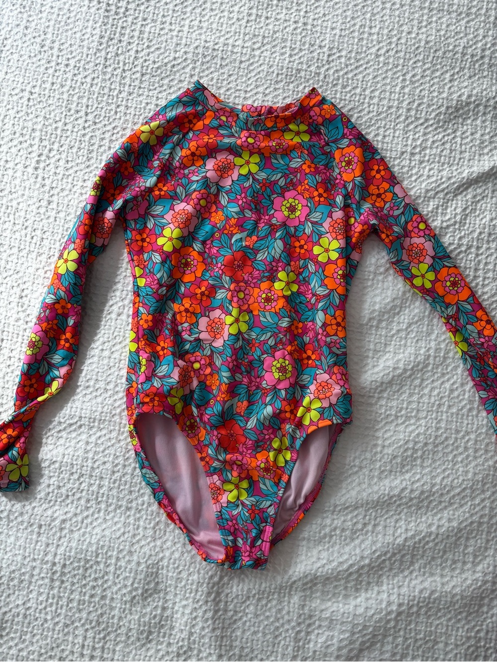 Cat and Jack Long Sleeve Swim, Floral, Size M/8